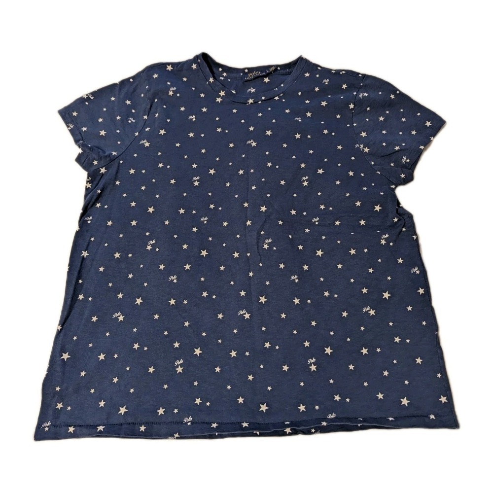 Polo Ralph Lauren Women's Large Stars Cotton T-Shirt Blue 4th Forth July America